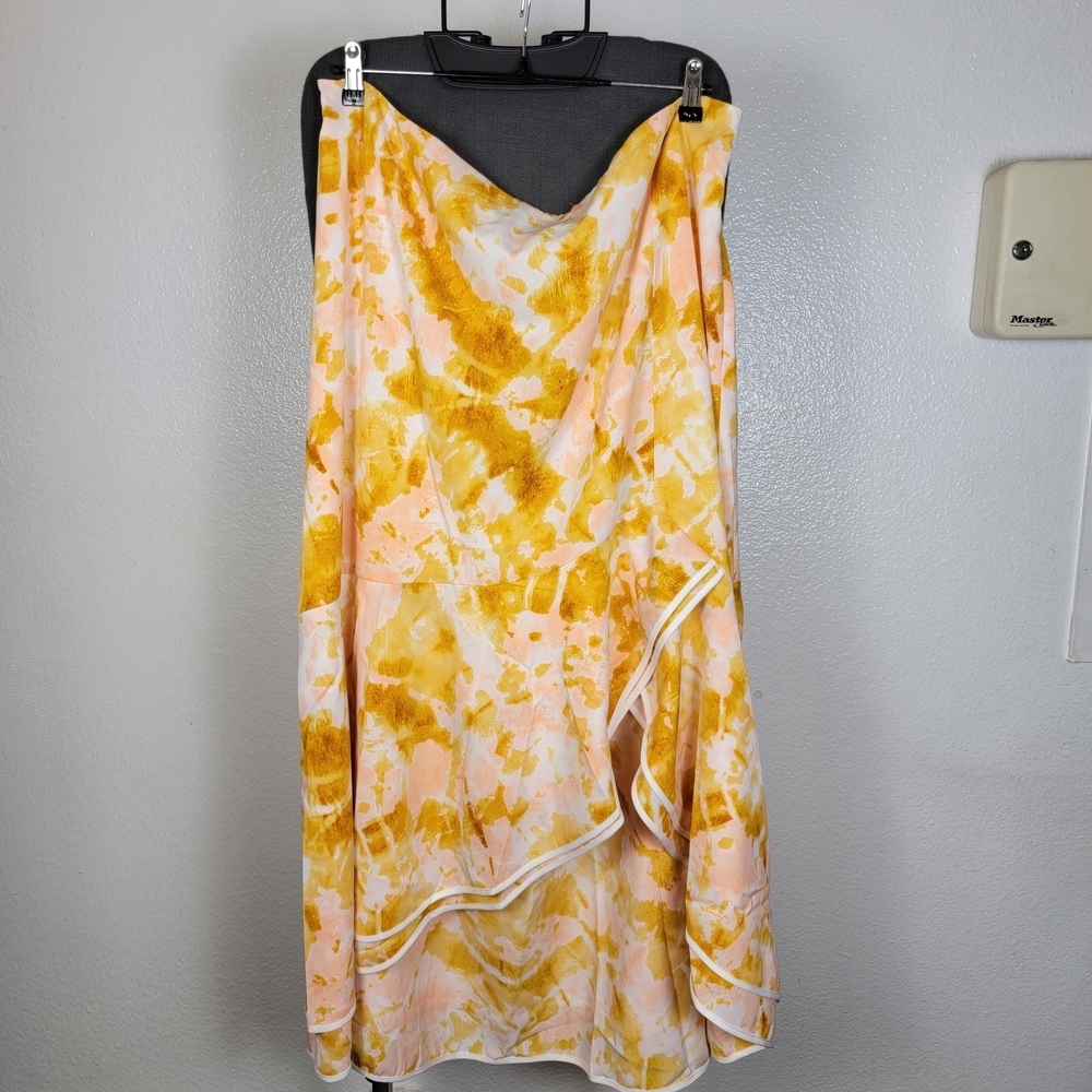C Wonder by Christian Siriano Yellow Tie Dye Maxi Skirt Womens Size 1X